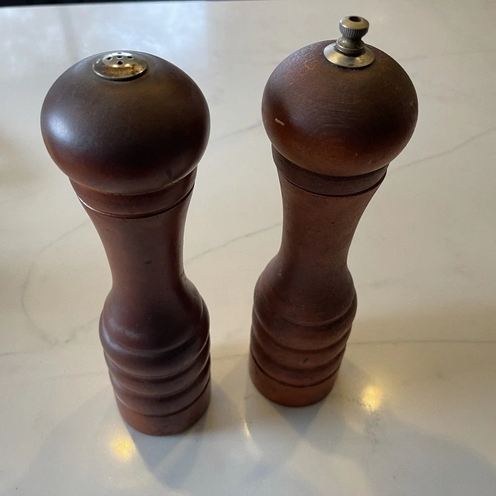 Wood Salt Shaker & Pepper Grinder Vintage Mid Century